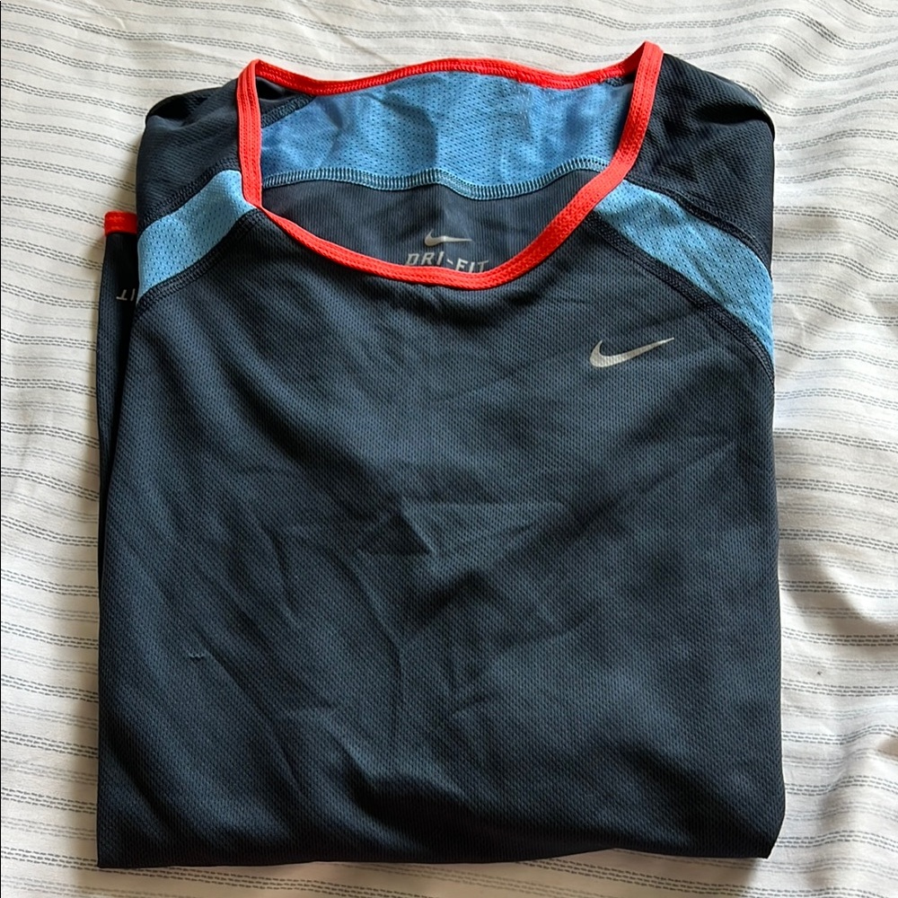 Nike Dri-Fit Black and Blue long sleeve Athletic Shirt
